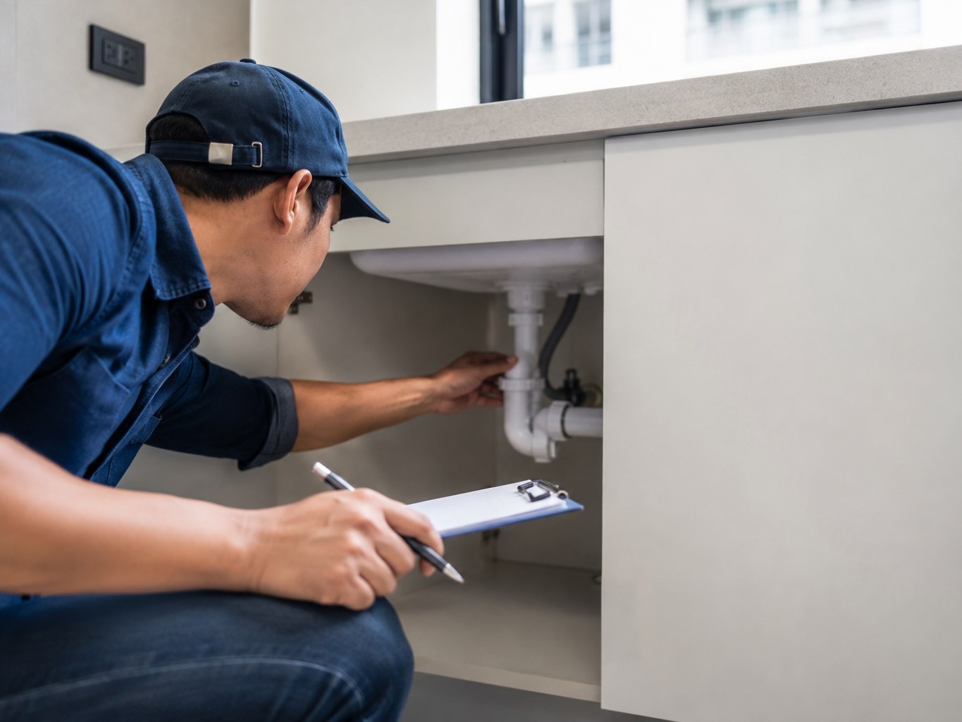 Professional technician performing maintenance and repairs at a property